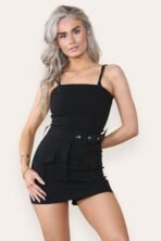 Skort Cargo Style Belted Playsuit Dress with Pockets - Image 3