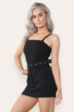 Skort Cargo Style Belted Playsuit Dress with Pockets - Image 4
